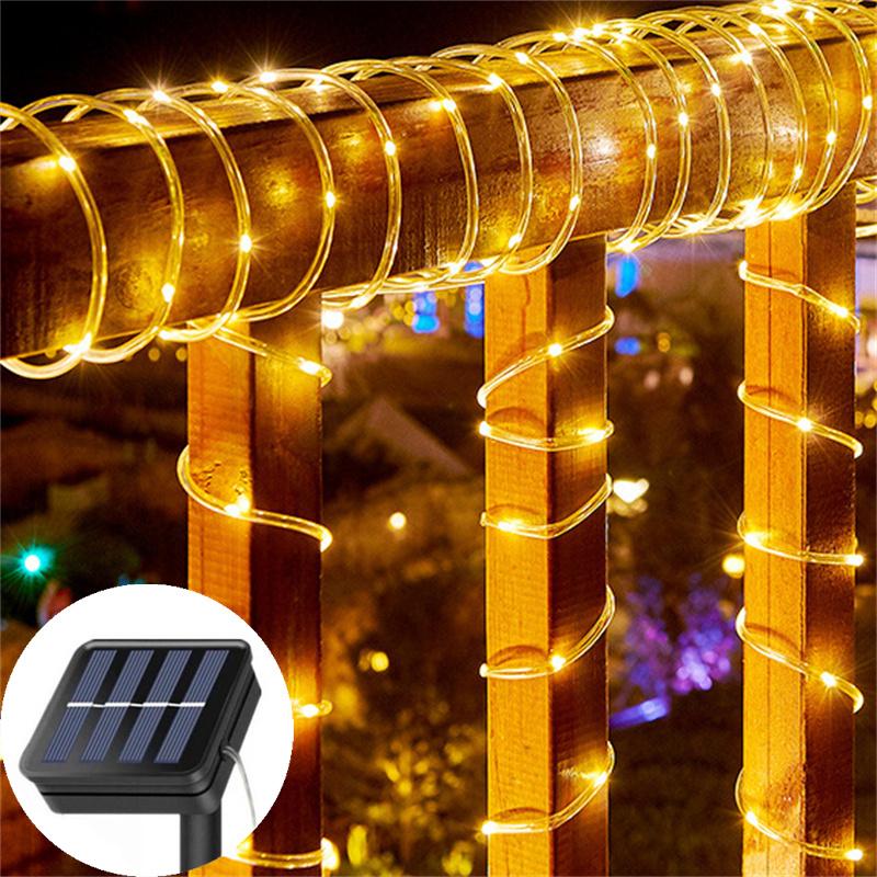 

5/10/20 м Уличные светодиодные гирлянды на солнечной батарее Водонепроницаемый шланг Гирлянда для рождественской вечеринки Свадьбы Нового года Украшения для рождественской елки 5M 50LEDs-Solar