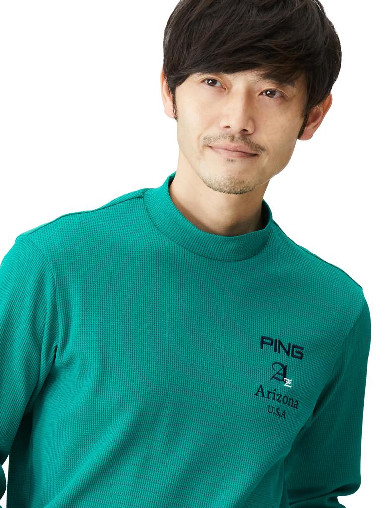 Ping Apparel Men's Long Sleeve High Neck Shirt (2-Way Stretch, Moisture-Wicking, Quick-Drying) / Golf Undershirt / 621-4166101 130_Green 3L