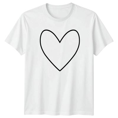 Simple Hand Drawn Heart Outline T-Shirt Minimalist Art Love Valentines Day Gift