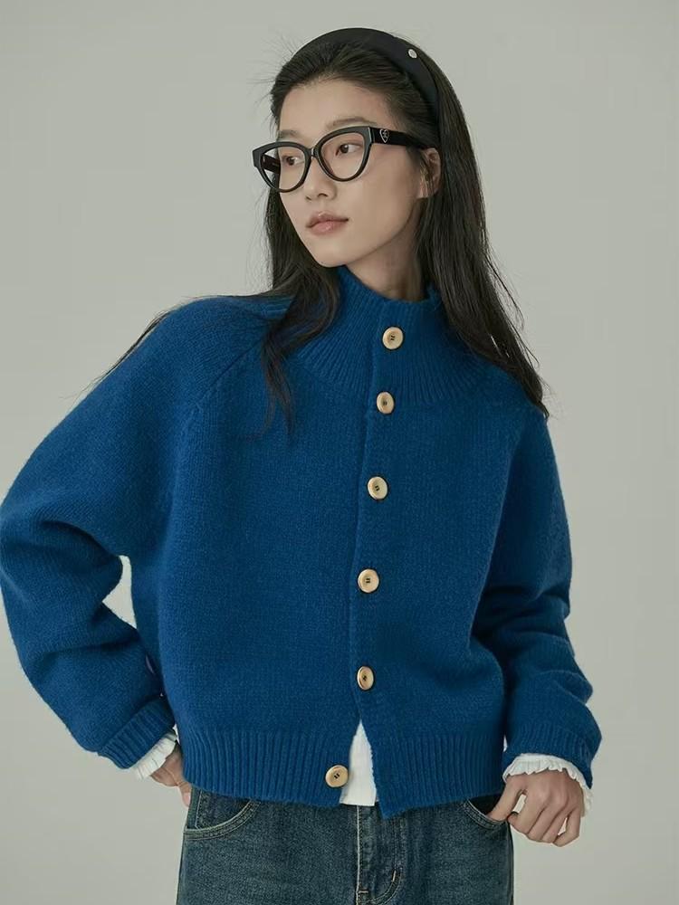 Women's Cozy Korean Style Wool Knit Cardigan - Autumn/Winter Outerwear