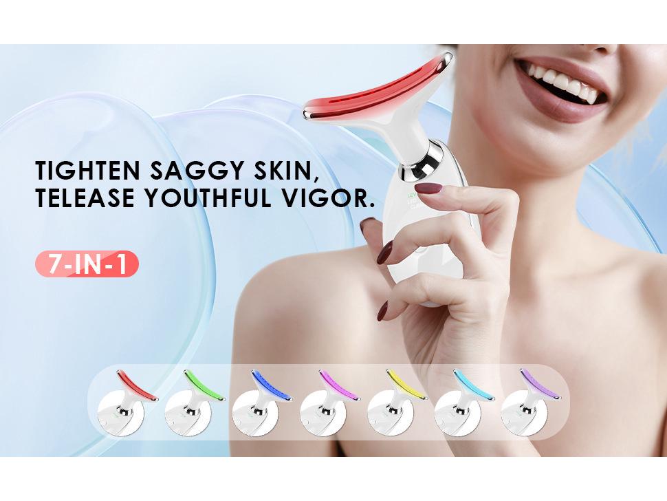 Neck and Face Vibrating Light Therapy Beauty Massager
