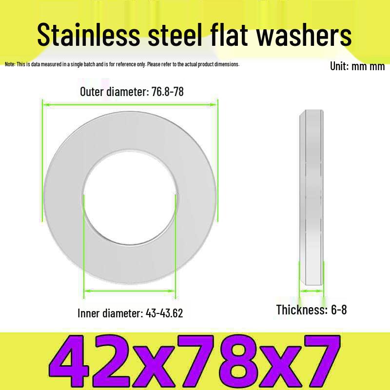 Stainless Steel Flat Washer Gasket, No Burrs, GB97 Standard (201/316/304)