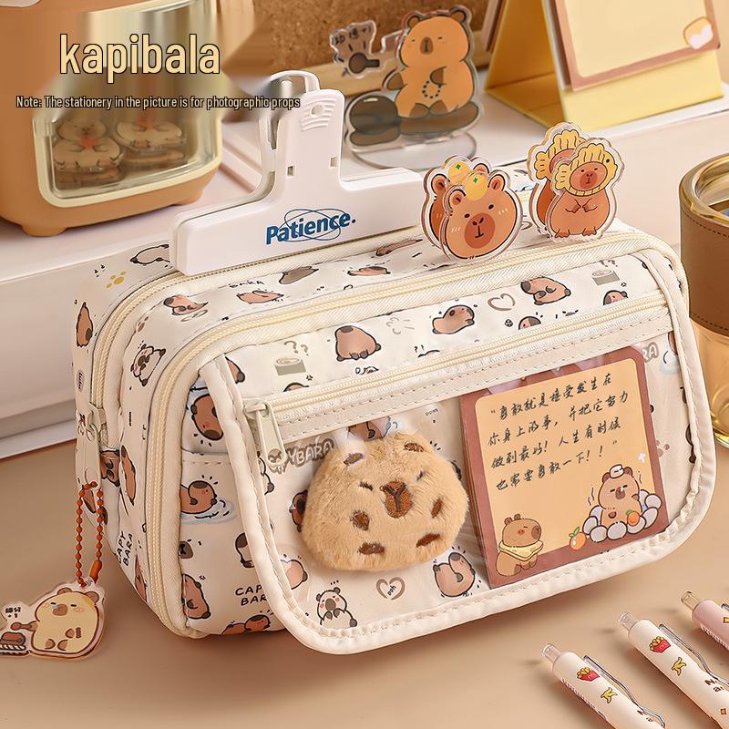 Capybara 2024 Large Capacity Pencil Case for Girls - Stylish Stationery Box for Primary & Junior High School