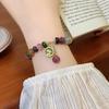 Colorful Bead String Bracelet Rabbit Pendant Beaded Hand Bangle Retro Stone Beads Bracelet  Gifts