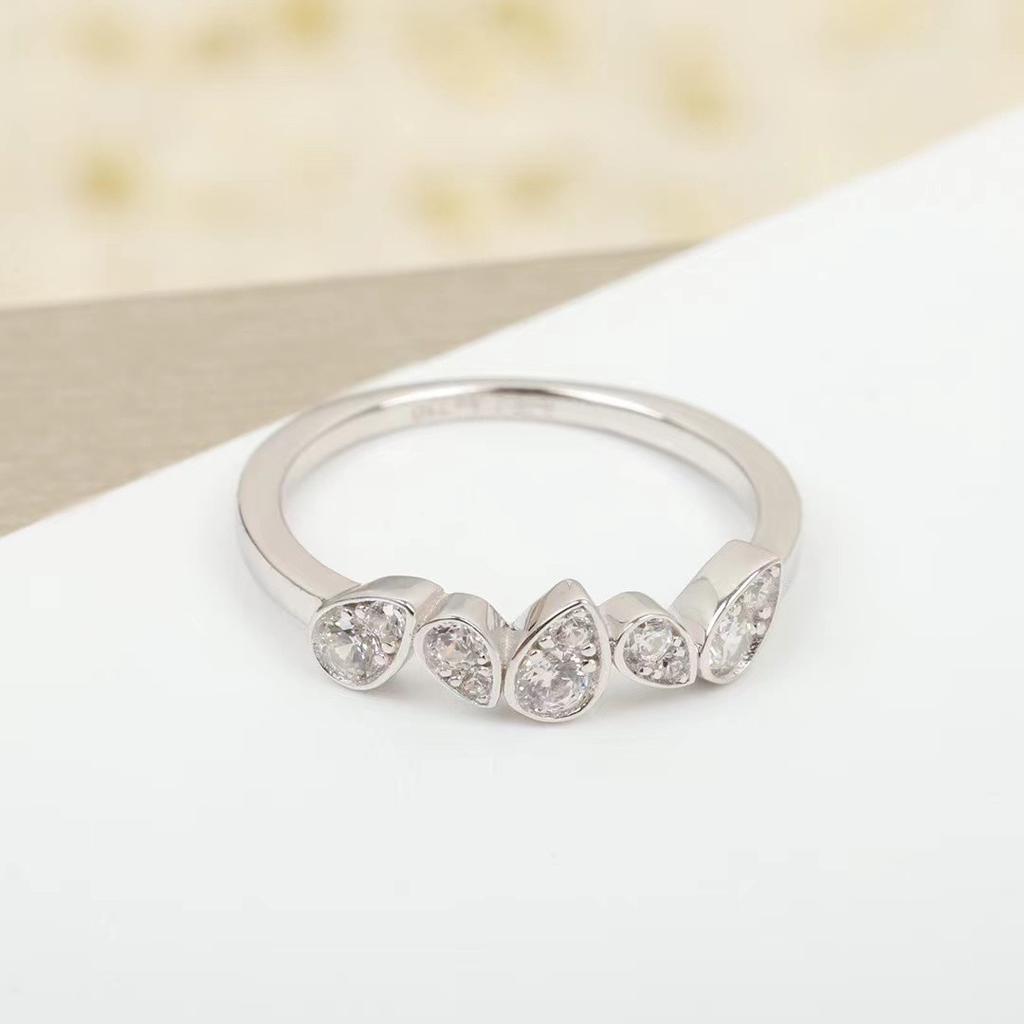 New Trend High Quality Anniversary Hot Sale European Famous Brand Pure Luxury Jewelry Rings For Women Water Drop Rose Gold