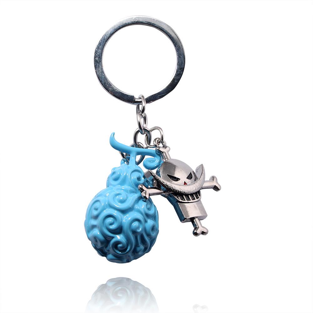 One Piece Devil Fruit Keychain & Zoro Metal Pendant Set
