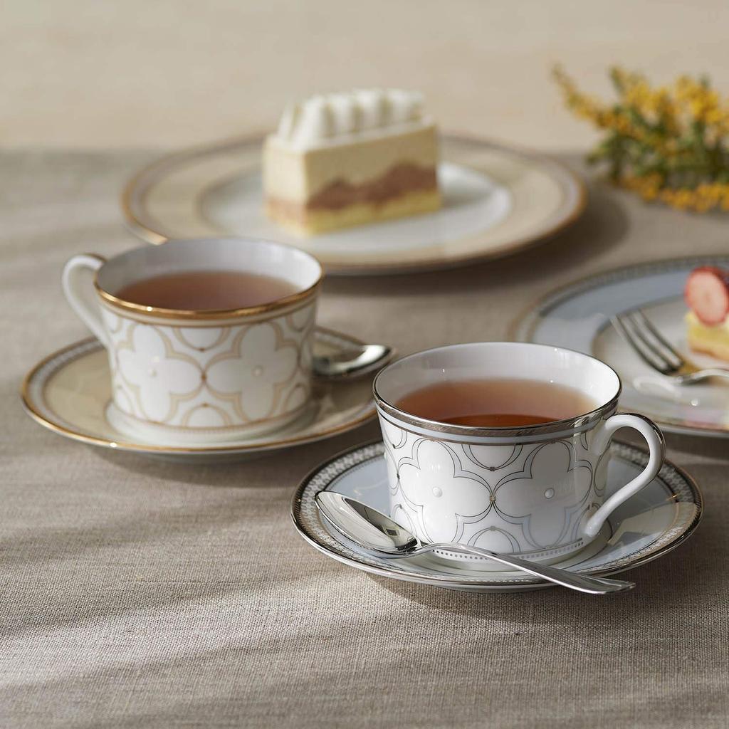 Noritake Cup Saucer Pair Coffee and 245cc Trefolio 2 Customers Bone China & (color-changing Set) (for Tea) Approx. Gold/Platinum Gold/Platinum