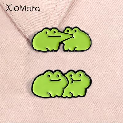 Cartoon-Frösche Emaille-Anstecknadeln Lustige Niedliche Tier-Broschen Revers-Rucksack-Abzeichen Mode Schmuck Zubehör Geschenk für Freunde