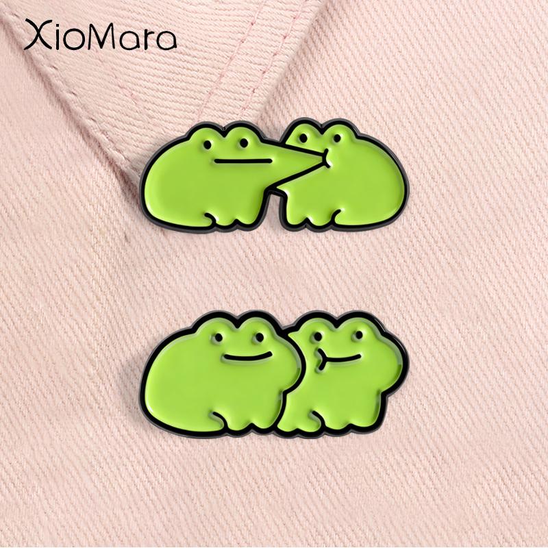 Cartoon Frogs Enamel Pins Funny Lovely Animal Brooches Lapel Backpack Badge Fashion Jewelry Accessories Gift for Friends