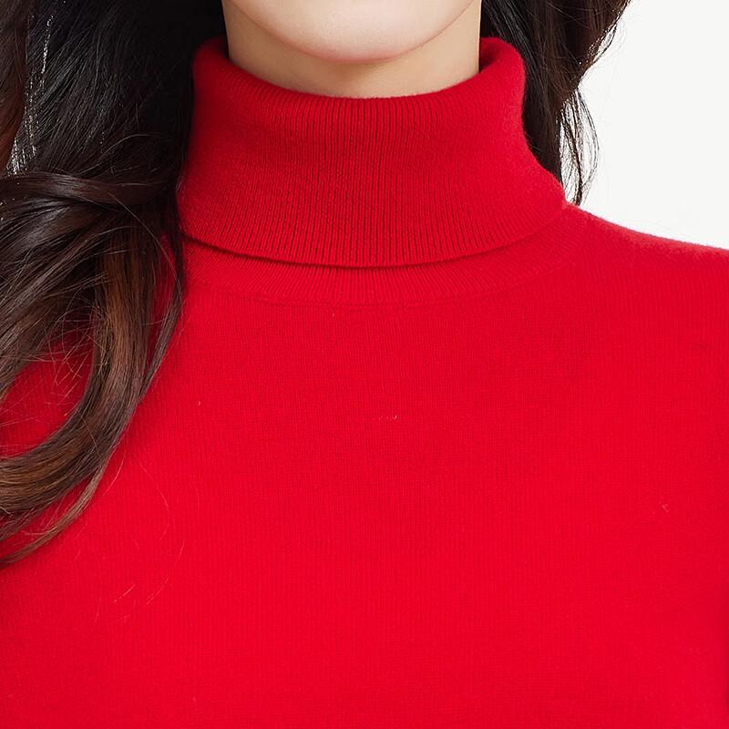 Hengyuanxiang Women's High-Neck Wool Sweater