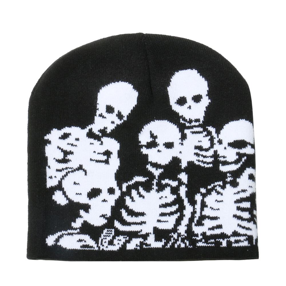 Totenkopf Mütze Wollmütze Geister Totenkopf Jacquard Strickmütze Halloween Hut