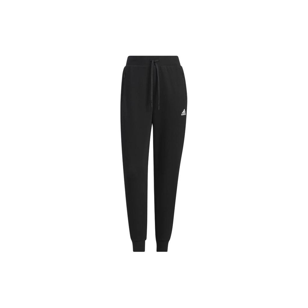 Adidas Sportswear Knit Pants Solid Color Logo Jogger Knit Sports Pants Women Pants Black JE3207