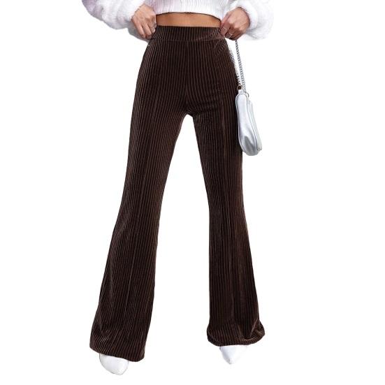 Retro Corduroy Flared Pants High Waisted Wide Leg Trousers for Women Solid Color Loose Casual Pants for Work Travel And Daily Wear