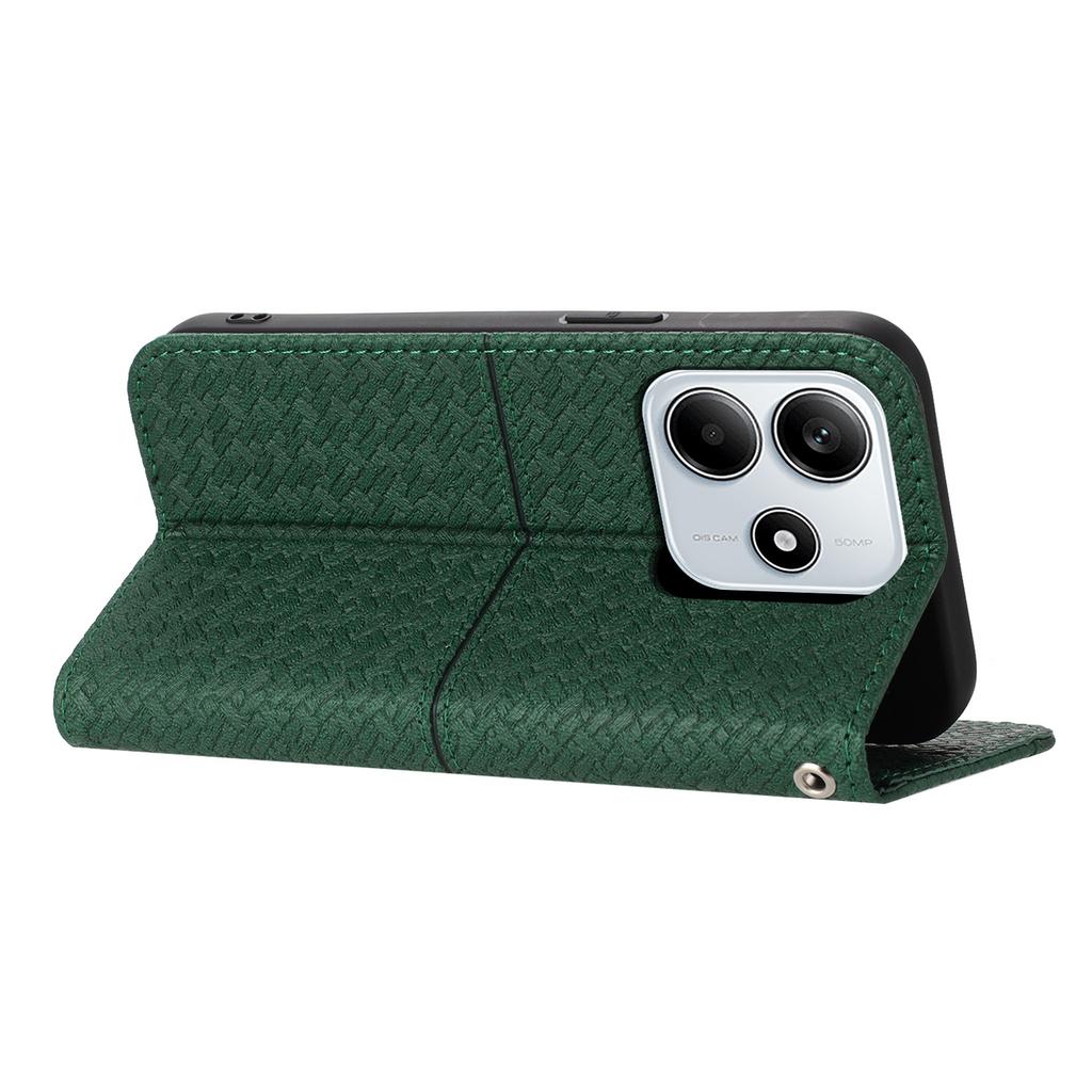 For Xiaomi Redmi Note 14 5G Case Woven Texture PU Leather Wallet Phone Cover