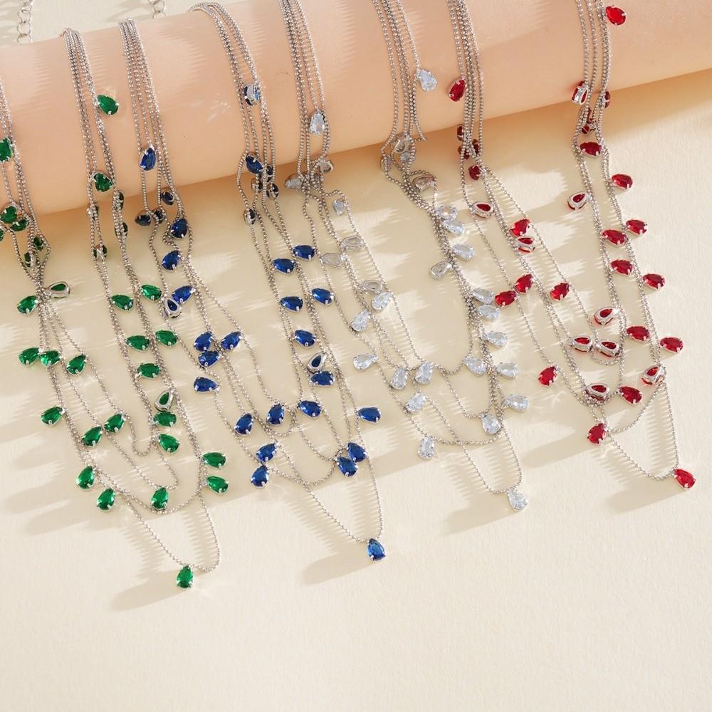 Multi Layer Water Drop Shining Choker Light Luxury Rhinestone Jewelry Banquet