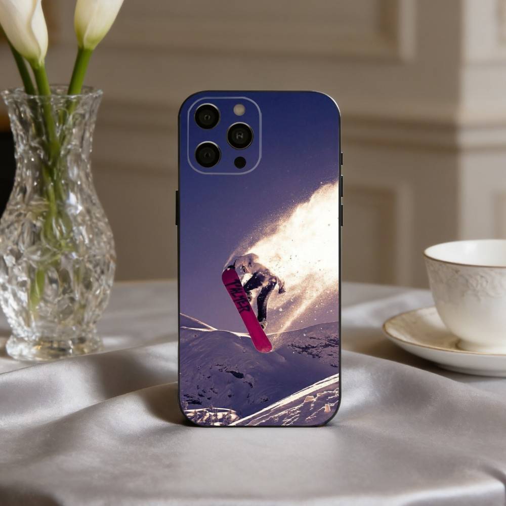 S-Schnee M-Berg Skifahren Ski Handyhülle Für iPhone 17,16,15,14,13,12,11 Plus,Pro Max,XS,Weiche Silikon Schwarze Hülle