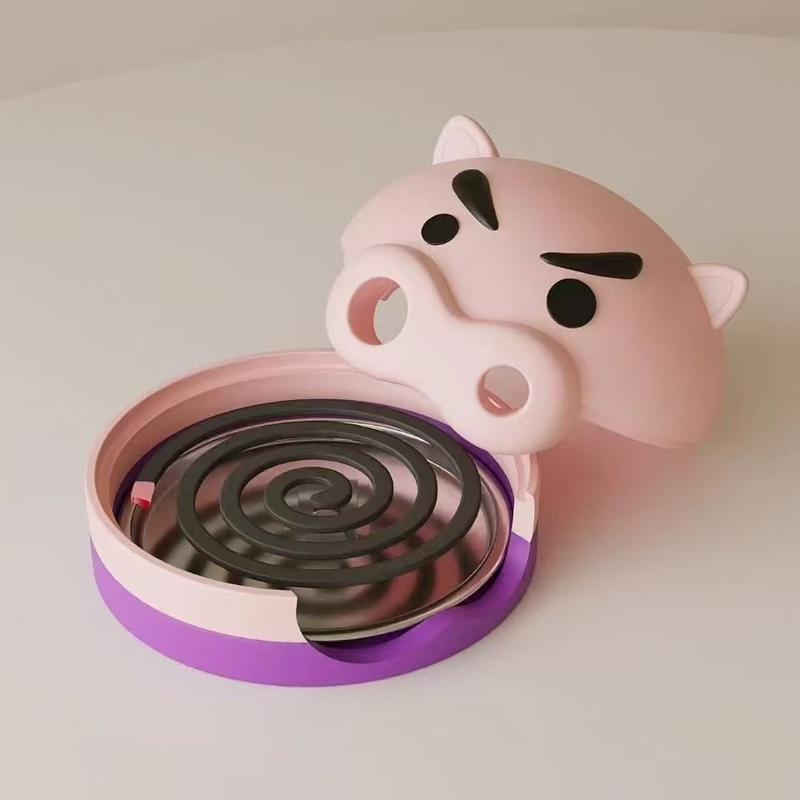 Modern Pig Mosquito Coil Holder with Tray Ornament Anti-Mosquito Fashion Sandalwood Incense Burner Home Decoration Bedroom Decor