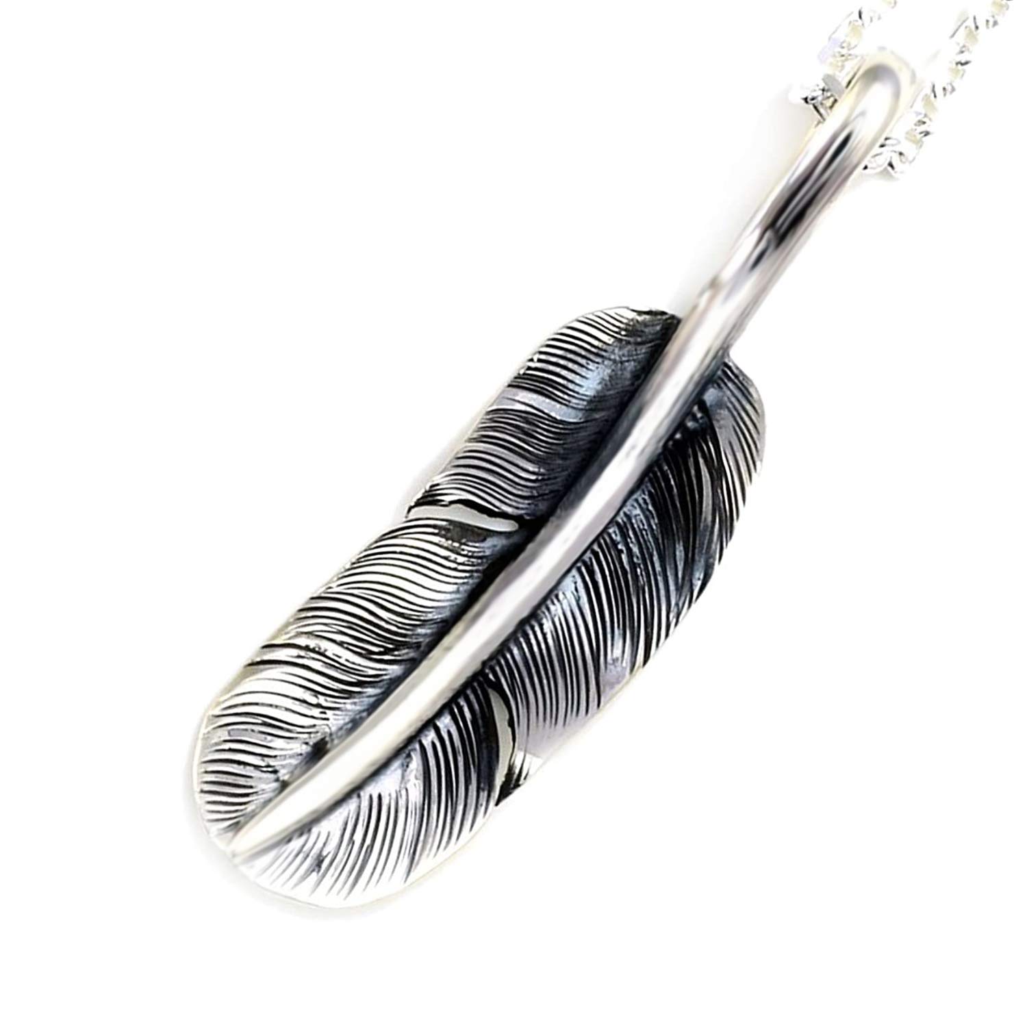 [STERLING SILVER 925] Feather Silver Necklace Pendant Chain AMTHANE-008