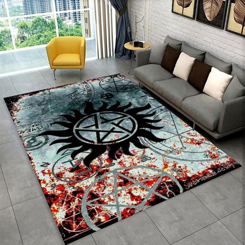 SPN Supernatural Dean Sam TV Teppich für Spielzimmer Schlafzimmer Wohnzimmer Sofa Heimdekoration, Kinderteppich rutschfeste Fußmatte Geschenk