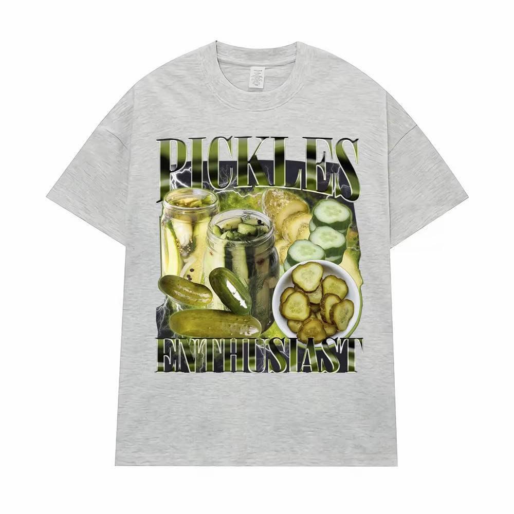 Vintage Pickle Enthusiast Funny Meme T Shirts Men Women Fashion Hip Hop Casual 90s Graphic T-shirt Tees Cotton Oversized T Shirt