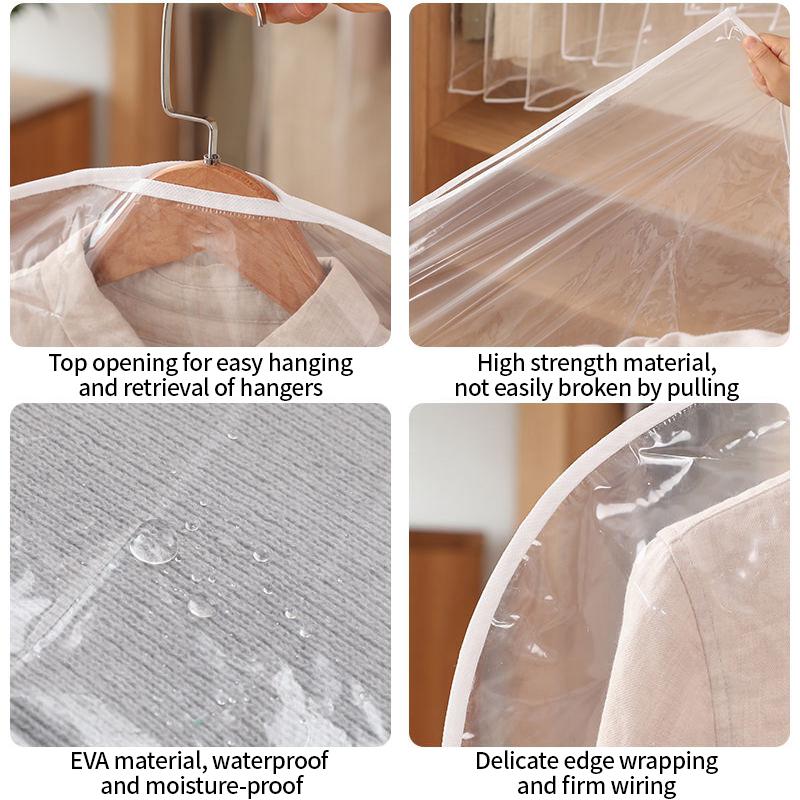 1PC Clothes Hanging Dust Cover Organizers Wedding Dress Cover Suit Coat Storage Bag Fully Enclosed Clothes Cover With Zipper