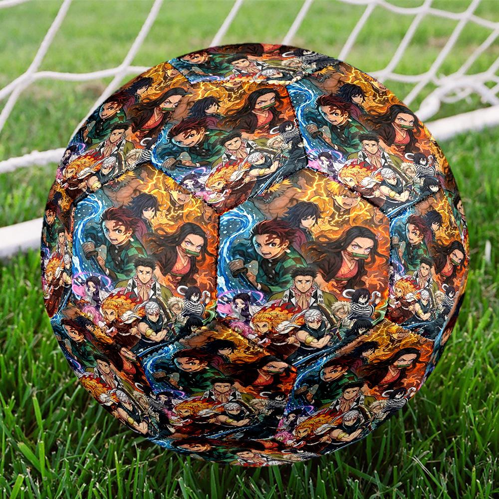 Demon Slayer Print Size 5 Soccer Ball, Standard Match Football for Sports Game and Team Practice, Ideal Gift for Soccer Fans