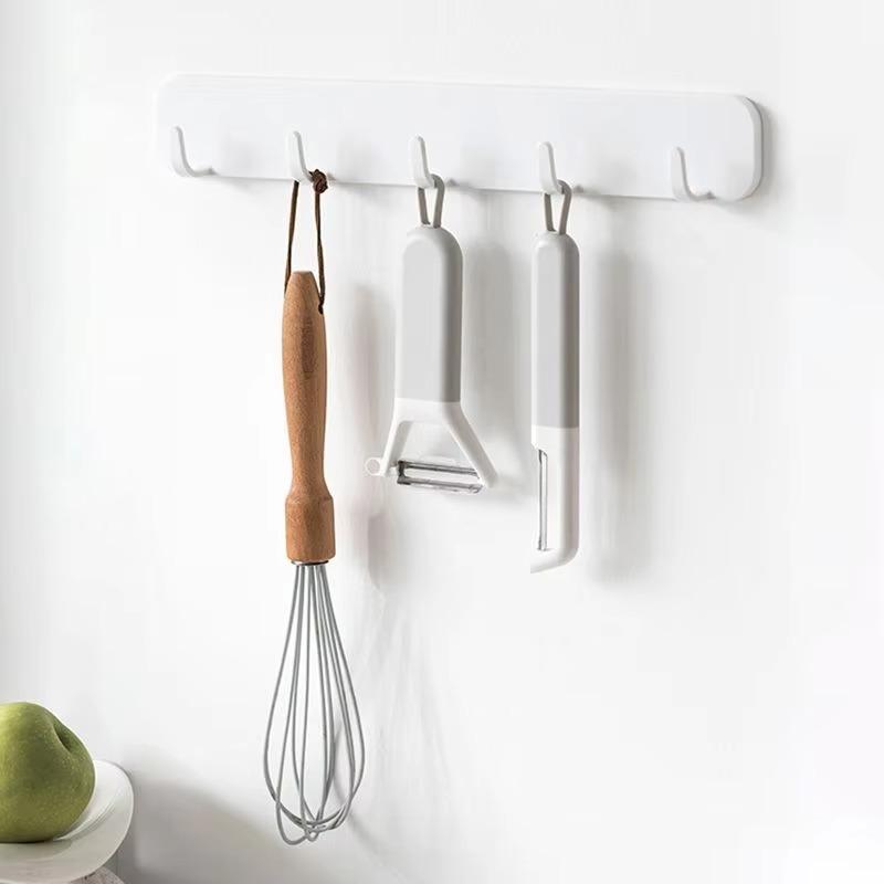 Perforation-free Wall Mount 5 Hook Hook Behind Door Strong Adhesive Kitchen Hook Bathroom Wall Hanger Coat Hook