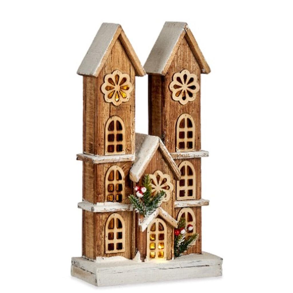 Decorative Figure Light House White Brown Wood 25 X 46 X 9 Cm (6 Units)