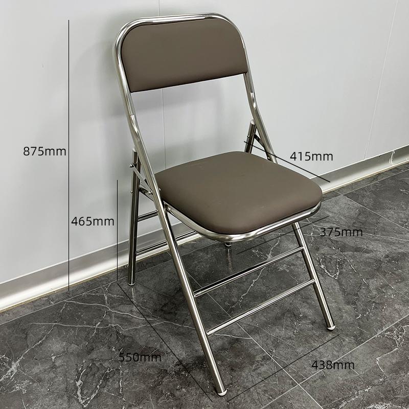 For 304 Stainless Steel Dining Chair Outdoor Heavy-Duty Folding Chair Industrial Backrest Seat Cafe Style Modern Furniture for H