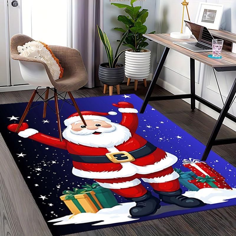 Christmas Santa Claus Chair Mat - Non-Slip Carpet for Office, Home Decor, Living Room, Bedroom, Game Room & Dormitory - Anime Cartoon Design Holiday G