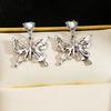 111 Silver Needle Metal Cold Water Diamond Love Butterfly Stud Earrings Women, Niche Design Advanced Earrings Earrings