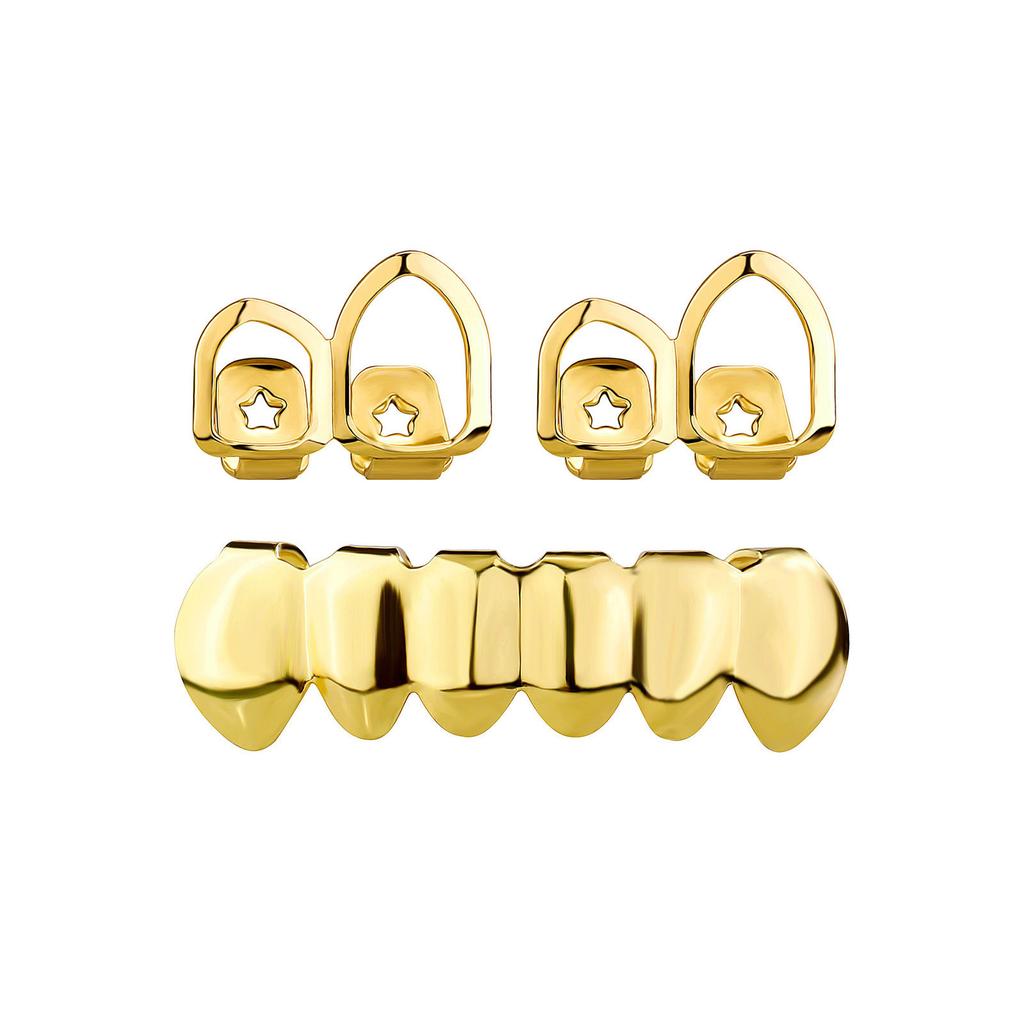 Ensemble de décorations de dents Cosplay Halloween Couvre-dents Brillants Accessoires Hip Hop Polyvalents Tendance pour Hommes Creux