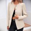 Women's Slim-Fit Round Neck Long Sleeve Button Pocket Lined Cardigan Top Jacket