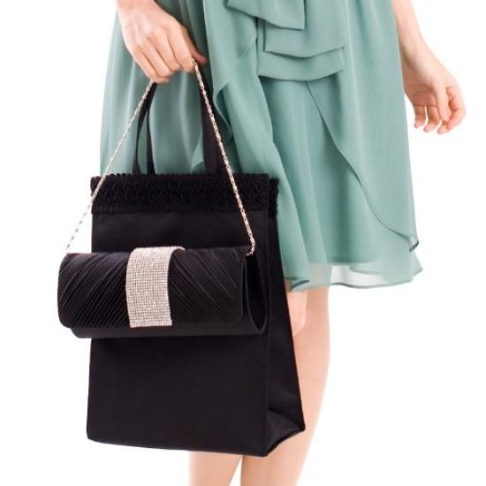 Aurora Vertical Formal Sub-Bag, Made in Japan, A4 Size, Gusseted, Suitable for Both Celebrations and Condolences, Black, Magnetic Closure, Smooth