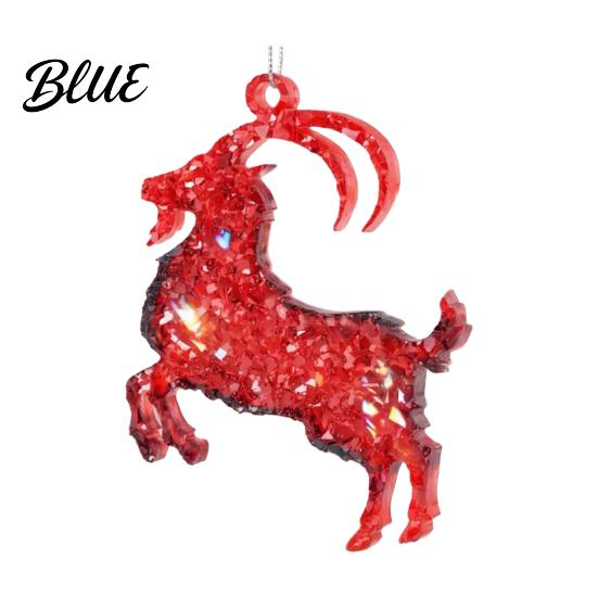 Holiday Ornament for Family Goat Christmas Tree Hanging Ornaments, Decorative 2D Flat Acrylic Festive Winter Pendant Party Home Decor, Lightweight