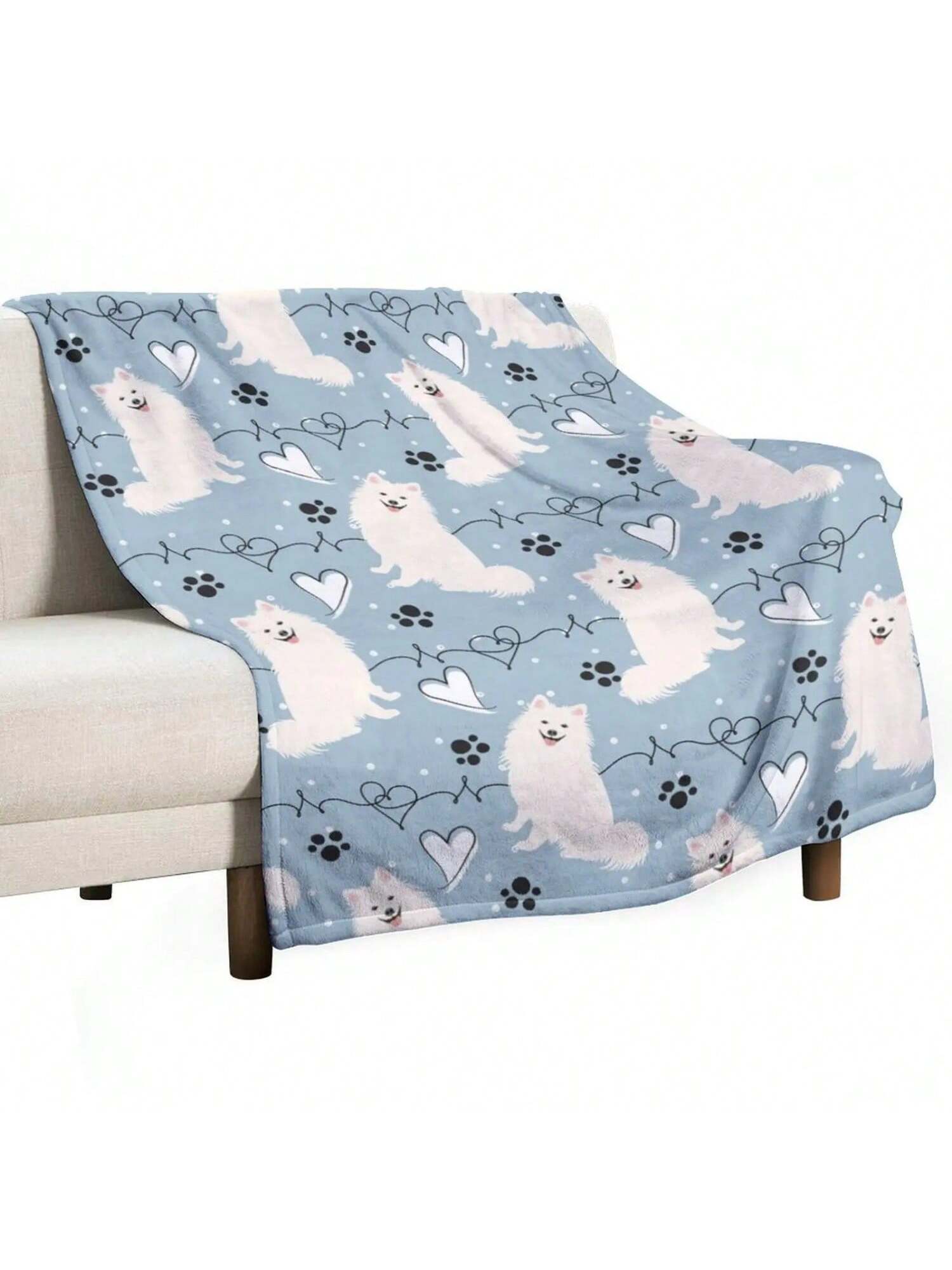 LOVE American Eskimo Dog Throw Blanket Flannel  Soft Beds Blankets 75X95CM