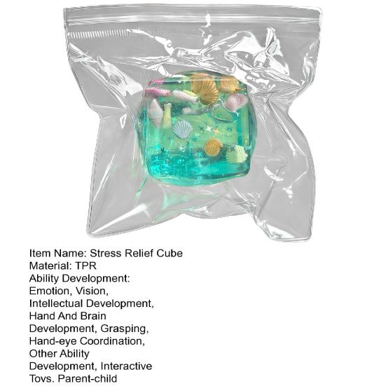 1/2/3/4Pcs 3D Cube Squeeze Toy Stress Anxiety Relief Clear Ocean Shell Cube Sensory Toy Portable Soft TPR Cube Pinch Toy Party Favors