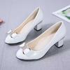 Fashion Spring Autumn Soft Bottom Large Size Women's Shoes Buckle Mid Heel Four Seasons Single Shoes Rubber Upgraded Version 34-42 Code