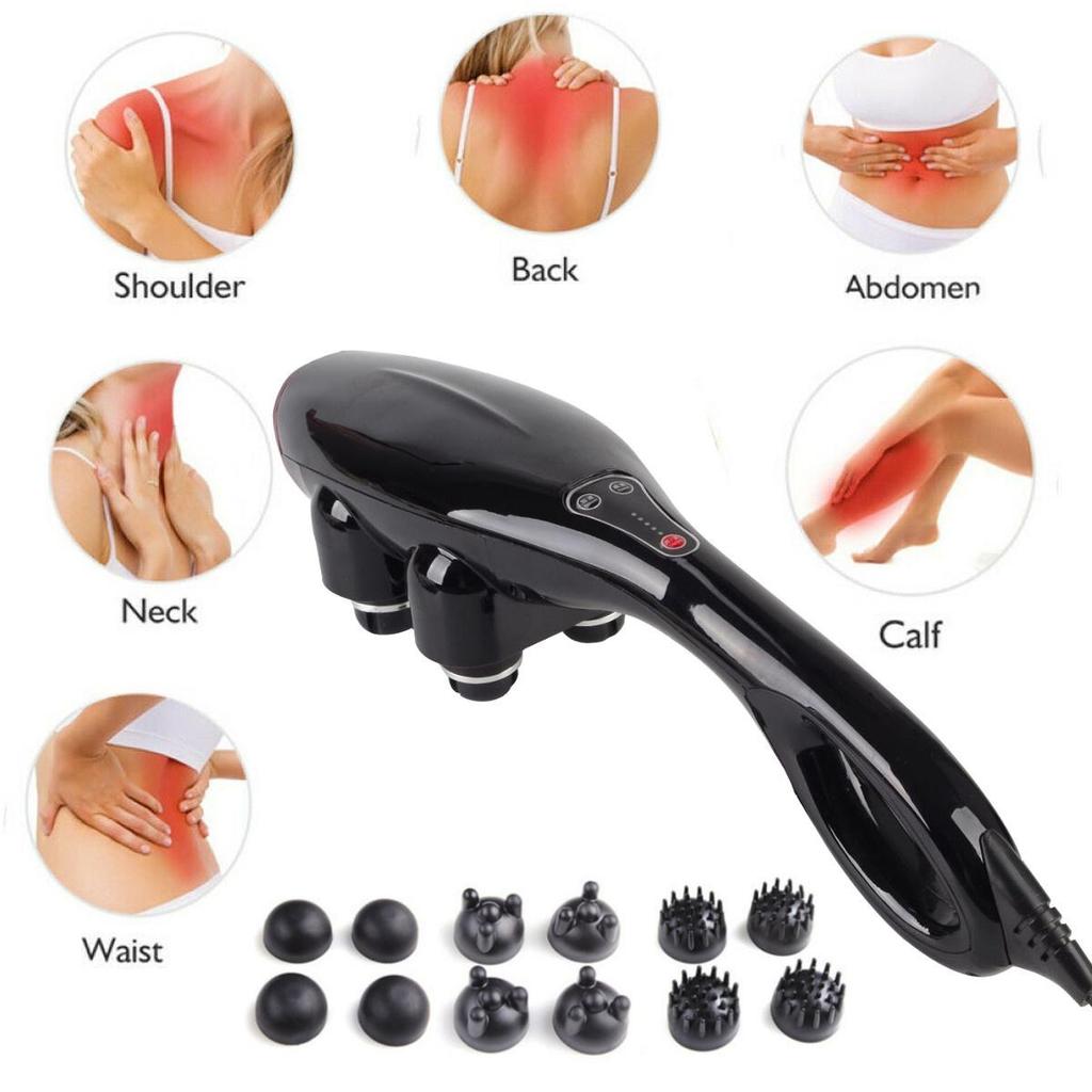 Electric Handheld 4 Head Massager Infrared Body Neck Back Massage Hammer Set