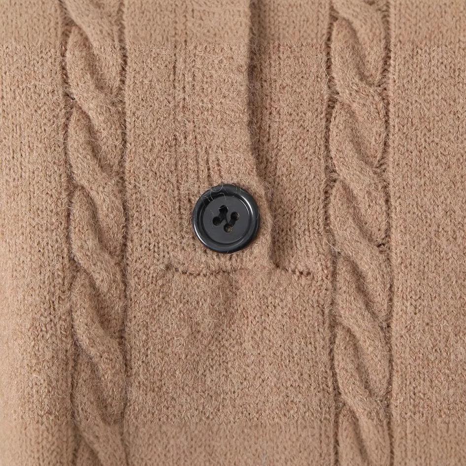 2024 Autumn Women's European & American Casual Button-Detail Sweater Dress