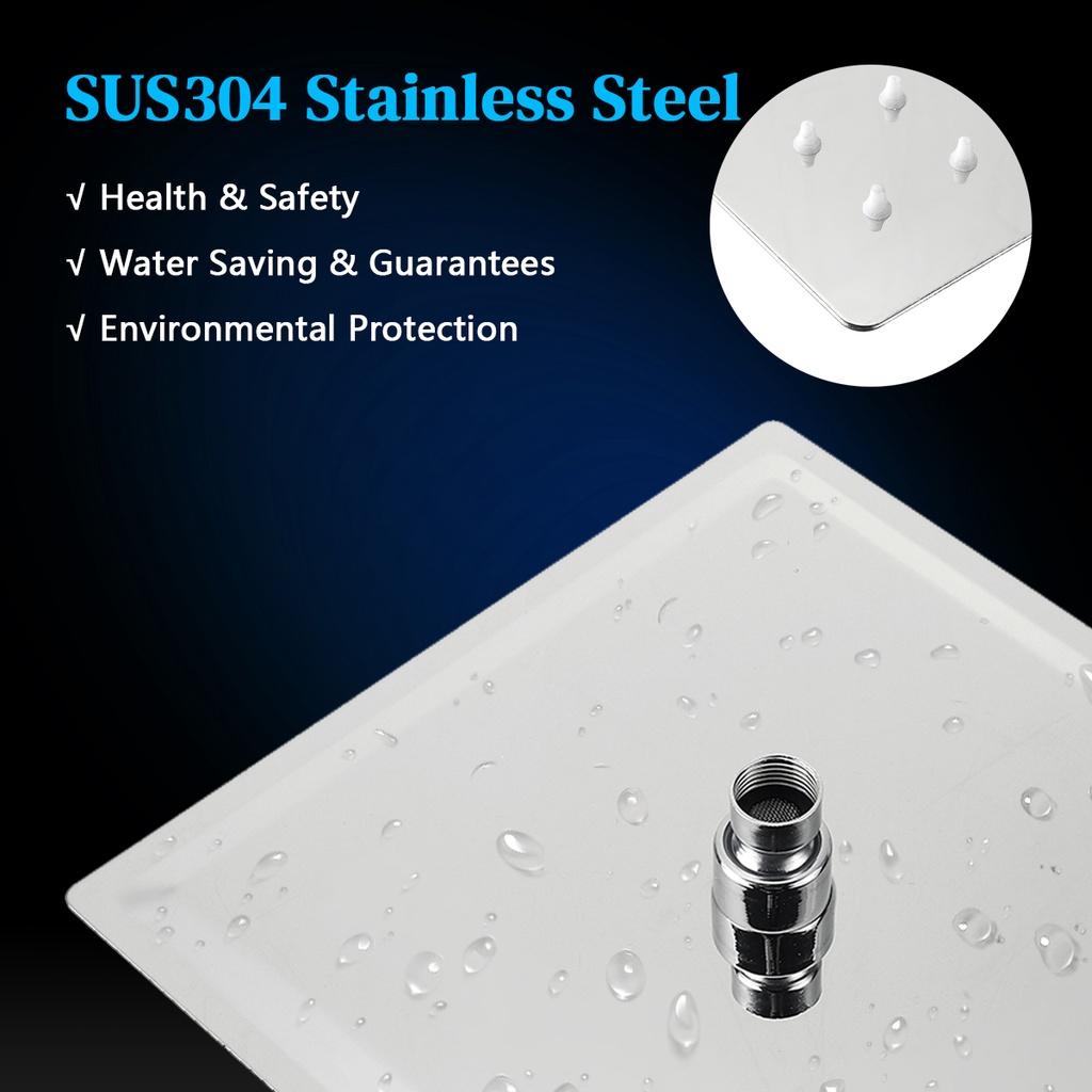 Ultra-thin Rainfall Shower Head Silver Stainless Steel Square Rain Shower 8/10/12 Inches Head Pressurized Big Shower Head