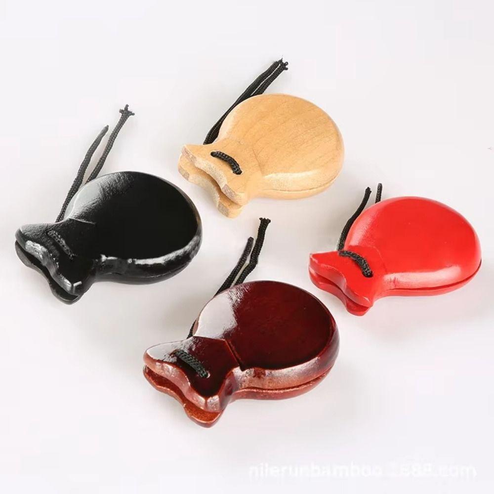 Ahşap İspanyol Kastanyetleri El Çırpıcı Profesyonel Performansçılar Flamenko Dansı Kastanyetleri İpli Cilalı Kenarlar El Kastanyetleri