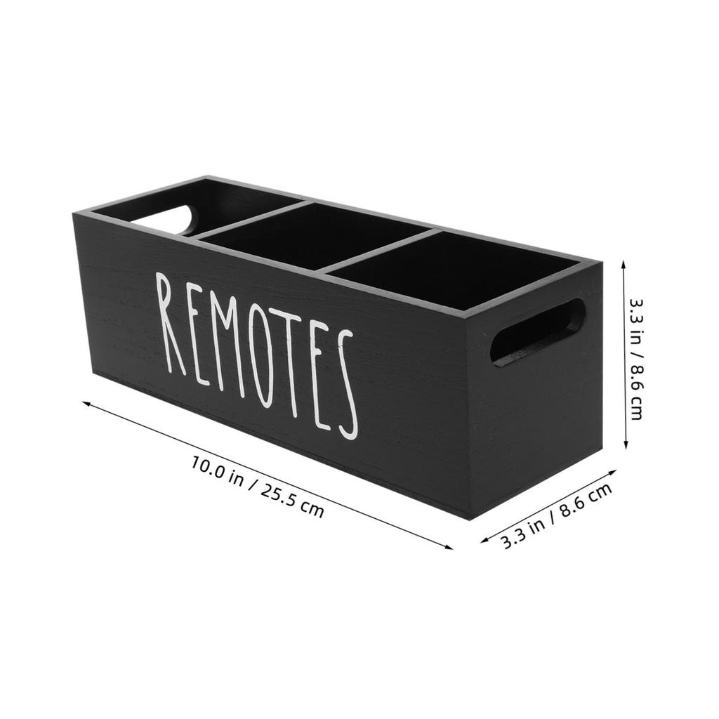 Remote Control Holder Farmhouse Remote Storage Caddy Bedside TV Controller Box Wood Media Organizer Tray for Home Bedroom Table