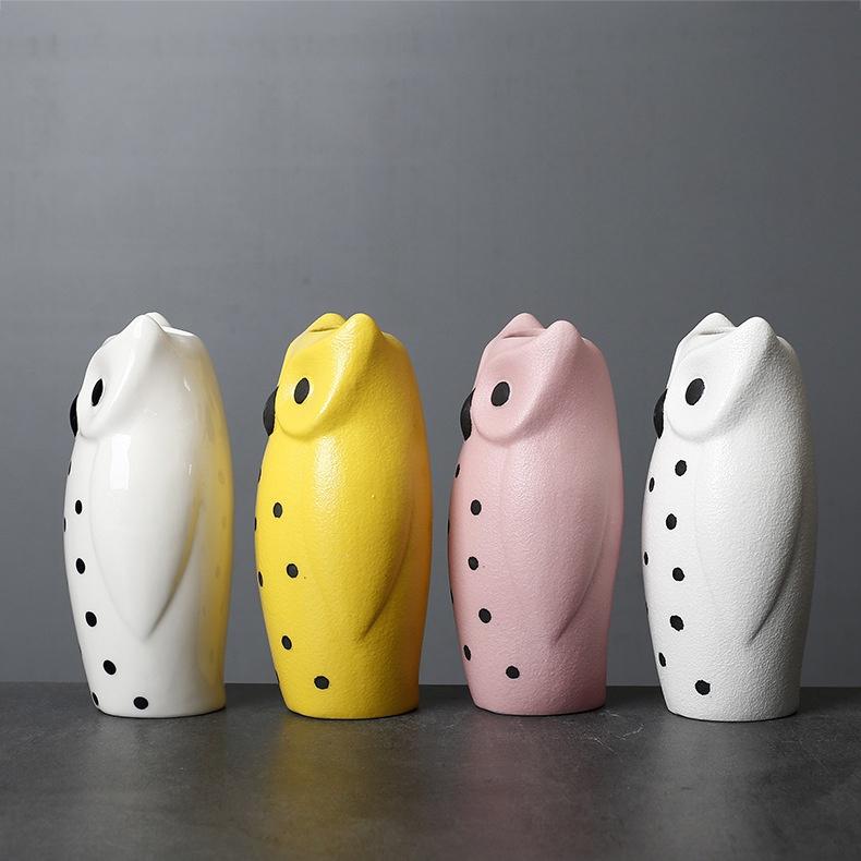 Vaso Gufo Creativo Vaso Idroponico in Ceramica Decorazione Fiori Secchi Composizione Floreale Decorazione per la Casa Ornamento Artistico da Tavolo