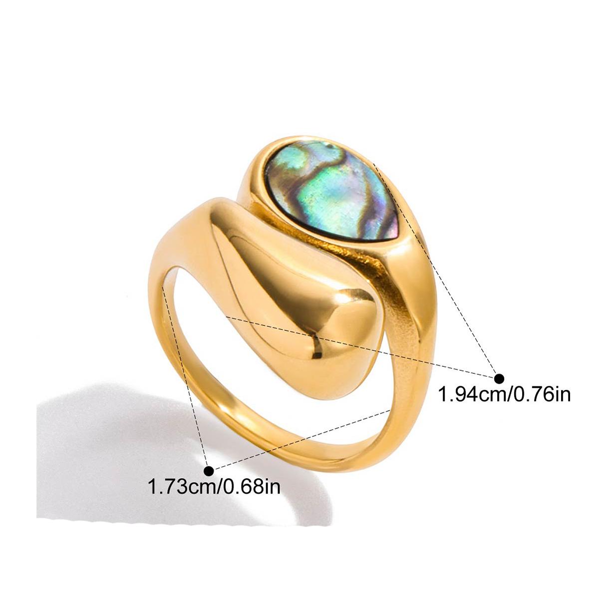 

Yori 678# Teardrop Shaped Shell Casting Ring for Women 18K PVD Plated Hypoallergenic Jewelry Gift New 6 золотистый