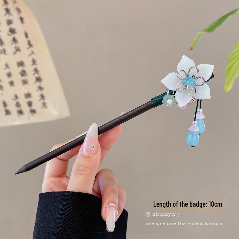 Elegant Retro Tassel Hairpin for Hanfu Updo - Women's Chinese Style Metal Hair Clip