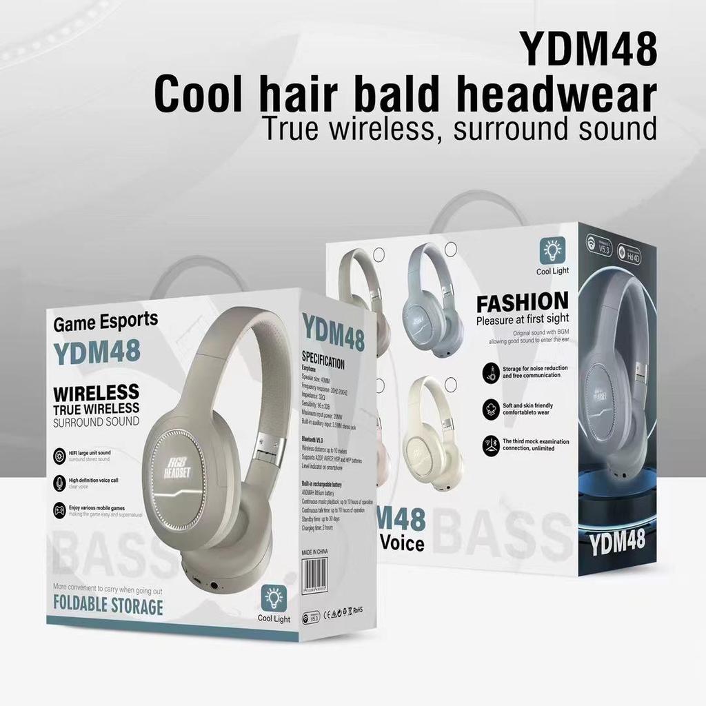 Luminous Bluetooth Wireless Headphones with Silicone Headband YDM48RGB, featuring Long Battery Life.