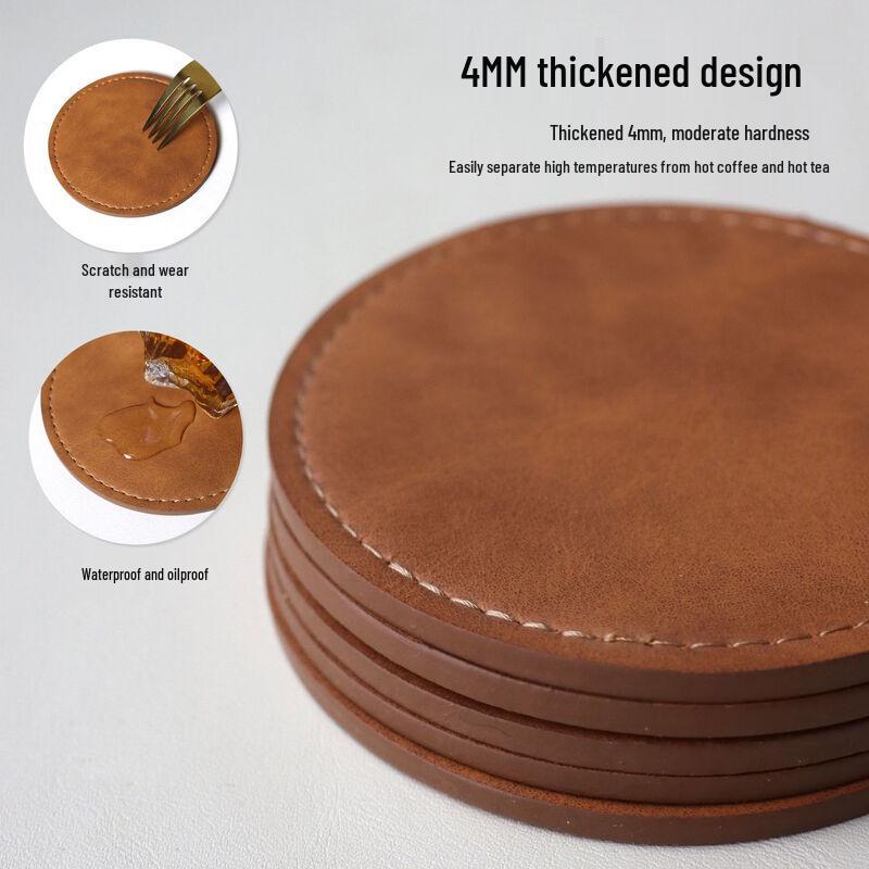 Changbaosen Vintage Faux Leather Coaster