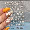 3pcs Nail Art Flower Daisy Embossed Stickers Nail Sliders Decals Daisy White Florals Petals Flowers Back Glue Nail Sticker Decoration