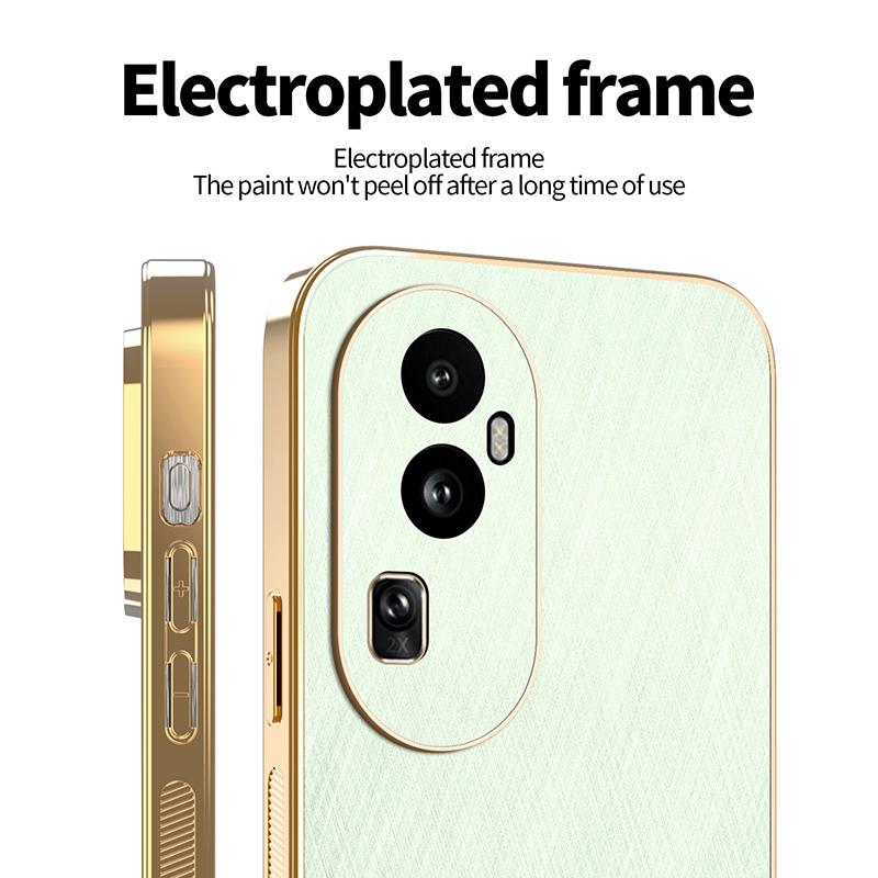 For Magsafe Wireless Charging Plating Frame Leather Phone Case For OPPO Reno 13 Pro 11 8 10 12 Pro A80 A79 A60 Bumper Back Cover